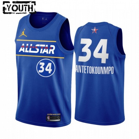 Maillot Basket Milwaukee Bucks Giannis Antetokounmpo 34 2021 All-Star Jordan Brand Bleu Swingman - Enfant